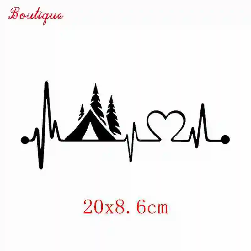 #20x8.6cm tent camper heartbeat lifeline monitor camper stickers, car truck gasoline vehicle modeling Vinyl Stickers