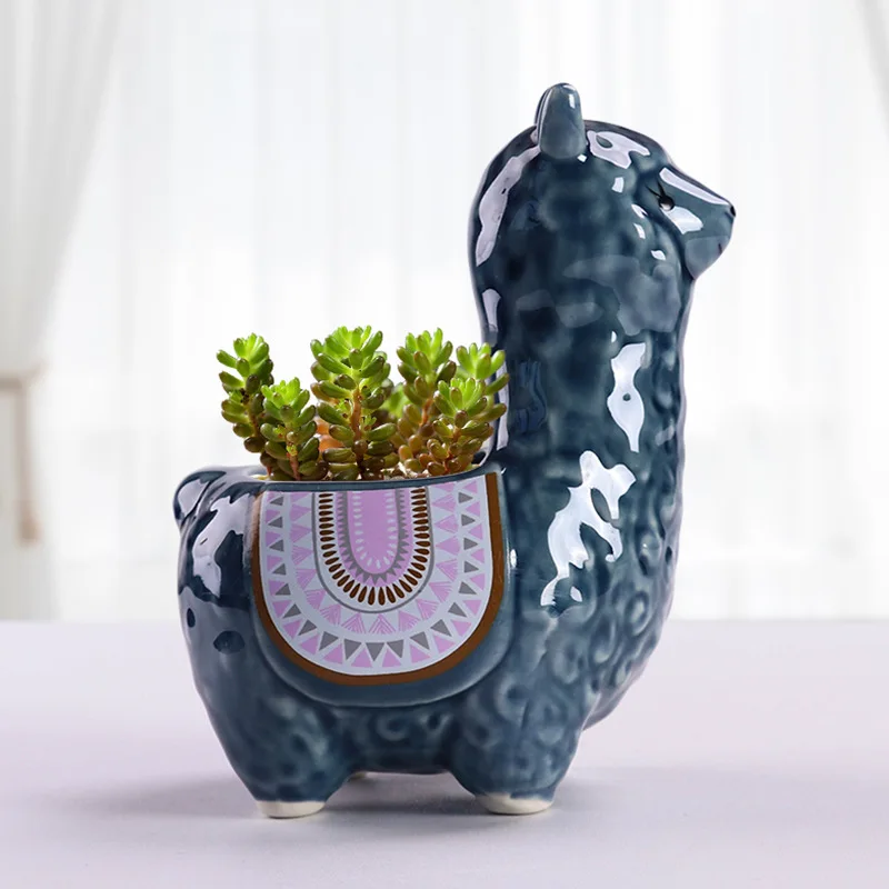 Śliczne alpaki doniczka doniczka na sukulenta sadzarka ceramiczna Home Decor dekoracja wnętrz ozdoby na biurko Bonsai donica na rośliny