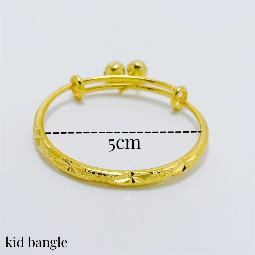 Stainless Steel Bell Bangles for Kids Girls Gold Color Rain Star Smooth Bracelets Size Adjustable Babies Jewelry Accessories