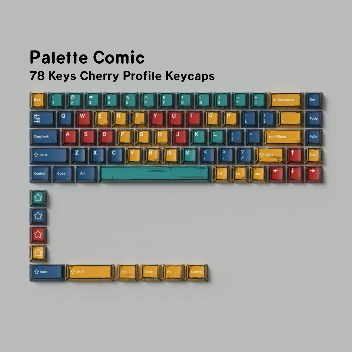 GMK WOB Keycaps Comic Style Cherry Profile PBT Dye-Sub 151-toetsen voor mechanisch gamingtoetsenbord Dikker Keycaps Wooting ISO