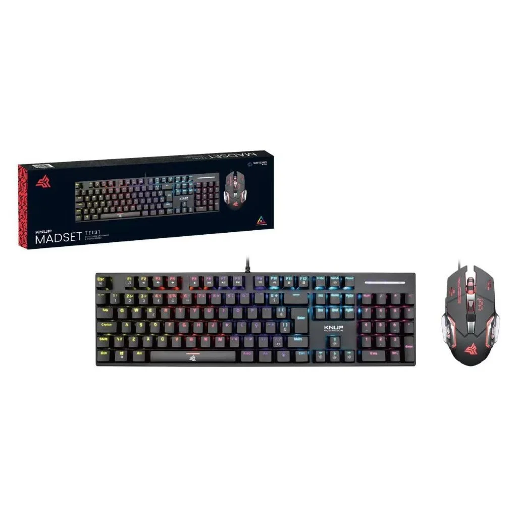 Kit Teclado e Mouse Gamer Mecânico USB RGB KP-TE131 - Knup