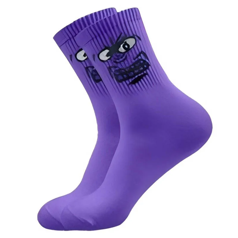 New 1-20Pairs Cute Expression Print Socks – Comfy Funny Mid-Calf Crew Socks, All-Match Men's Women’s Cotton Rich Casual Socks ﻿