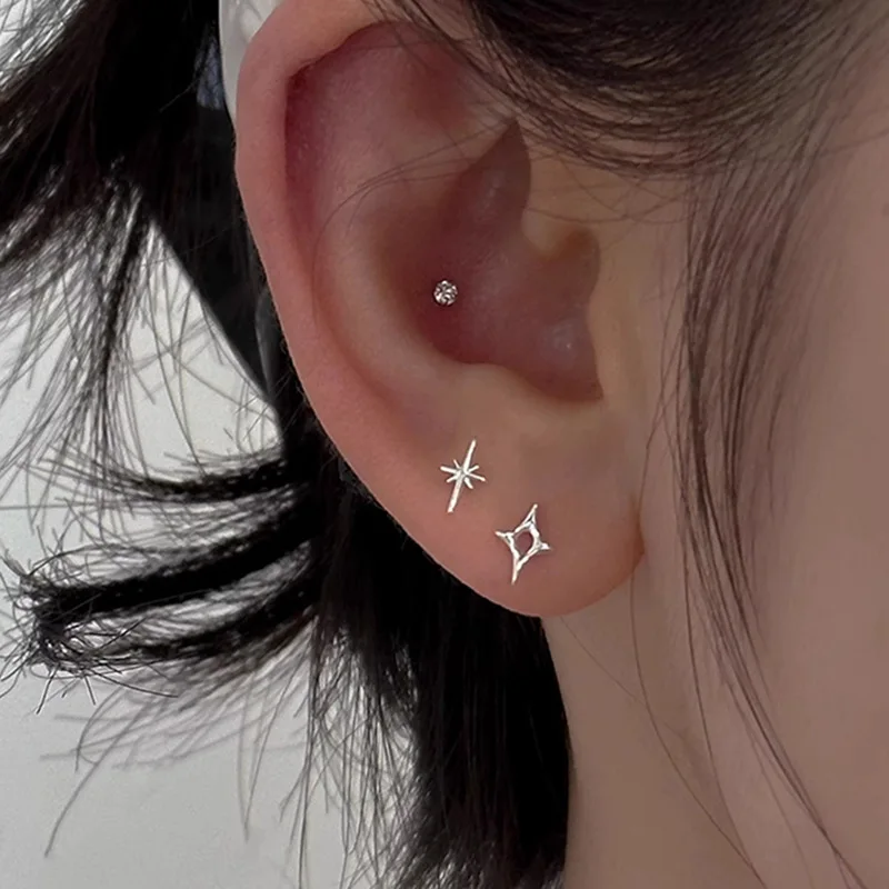 Punk Small Cross Hollow Stud Earrings For Women Ear Piercing Star Earrings Men Pierced Unusual Party Earrings Jewelry Gifts