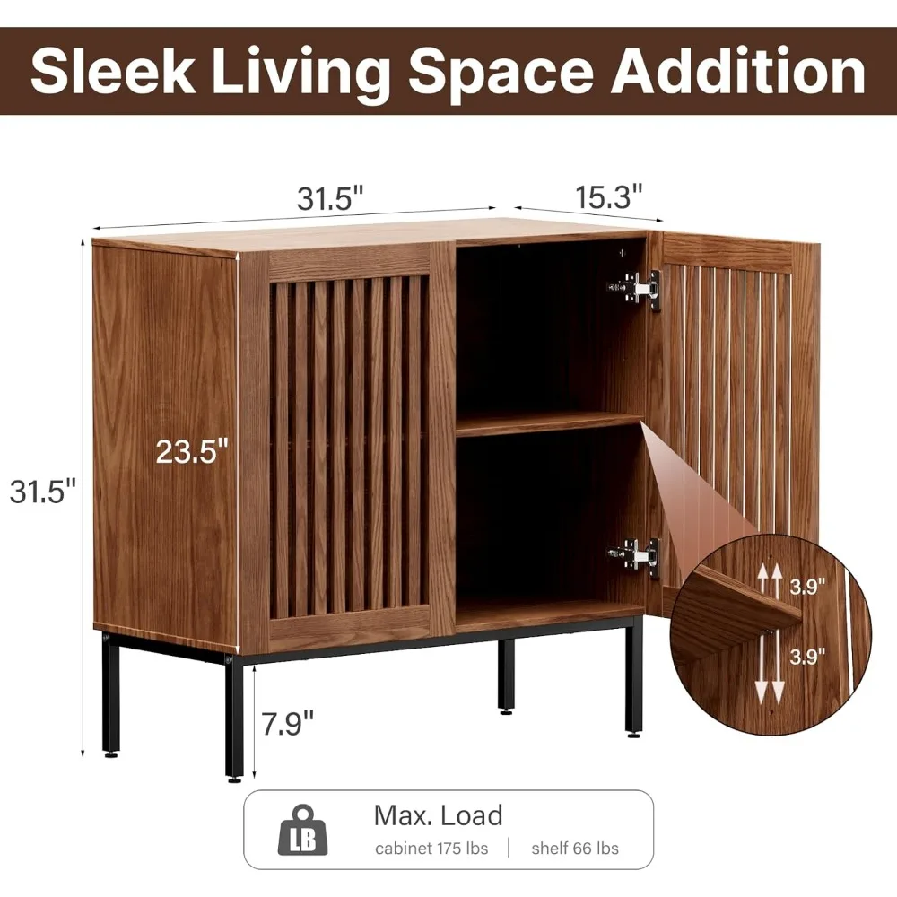 Set di 2 armadietti con accento con ante e ripiano regolabile, credenza moderna mobile Buffet per sala da pranzo, cucina,