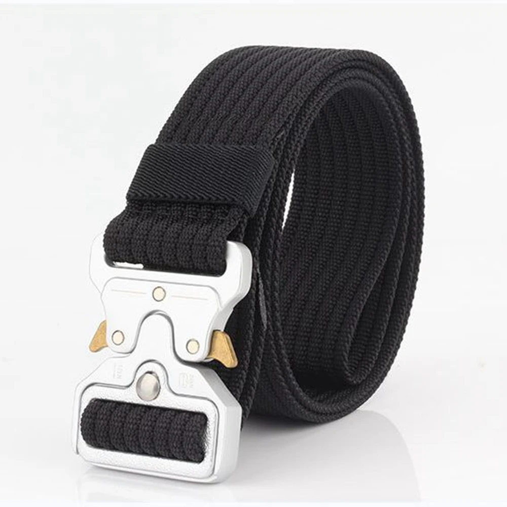38mm Taktischer Gürtel für Herren Robuster Nylon-Hüftgürtel mit Silberschnalle Unisex Designer-Jeansgürtel für Damen – Detail 7