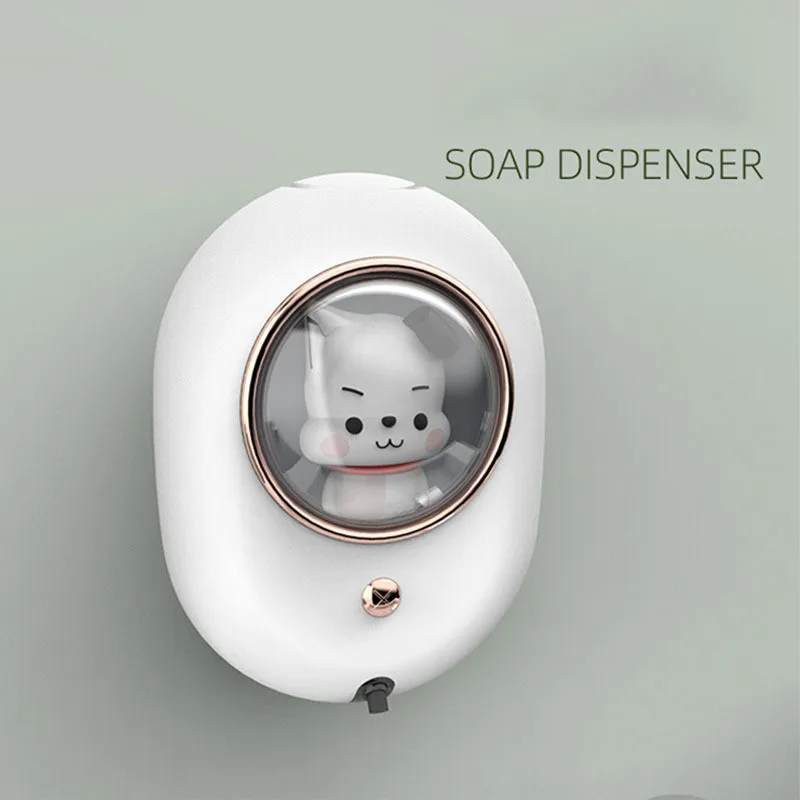 Cute Pet Wall Mounted Automatic Foam Soap Dispenser with Lamp USB Rechargeable Inductive Hand Sanitizer Detergent Dispenser