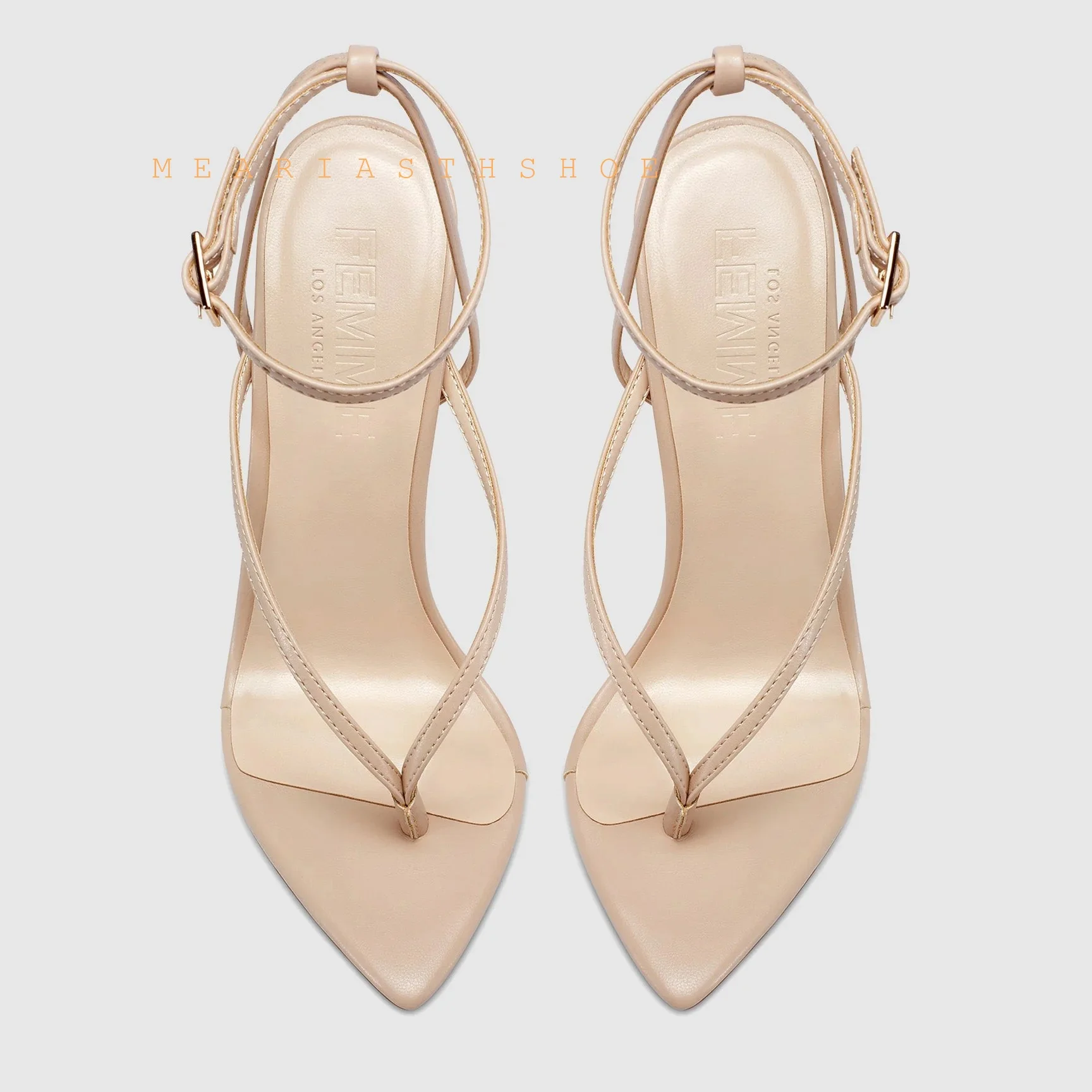 Beige Black Cross Straps Flip-flop Gladiator Sandals Women Pointed OpenToe Stiletto High Heels Thong Shoes Sandals Dress Shoes view 2