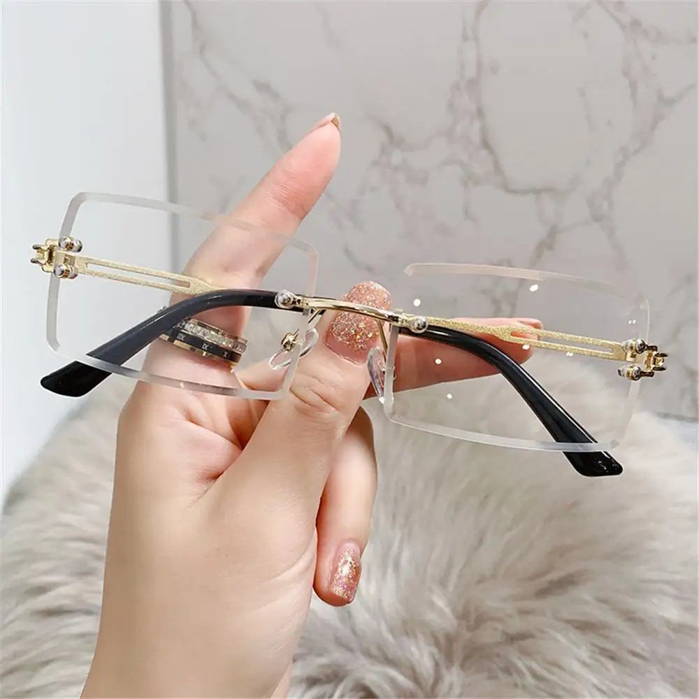 Vintage Rimless Rectangle Sunglasses for Women Men Shades  display picture 2