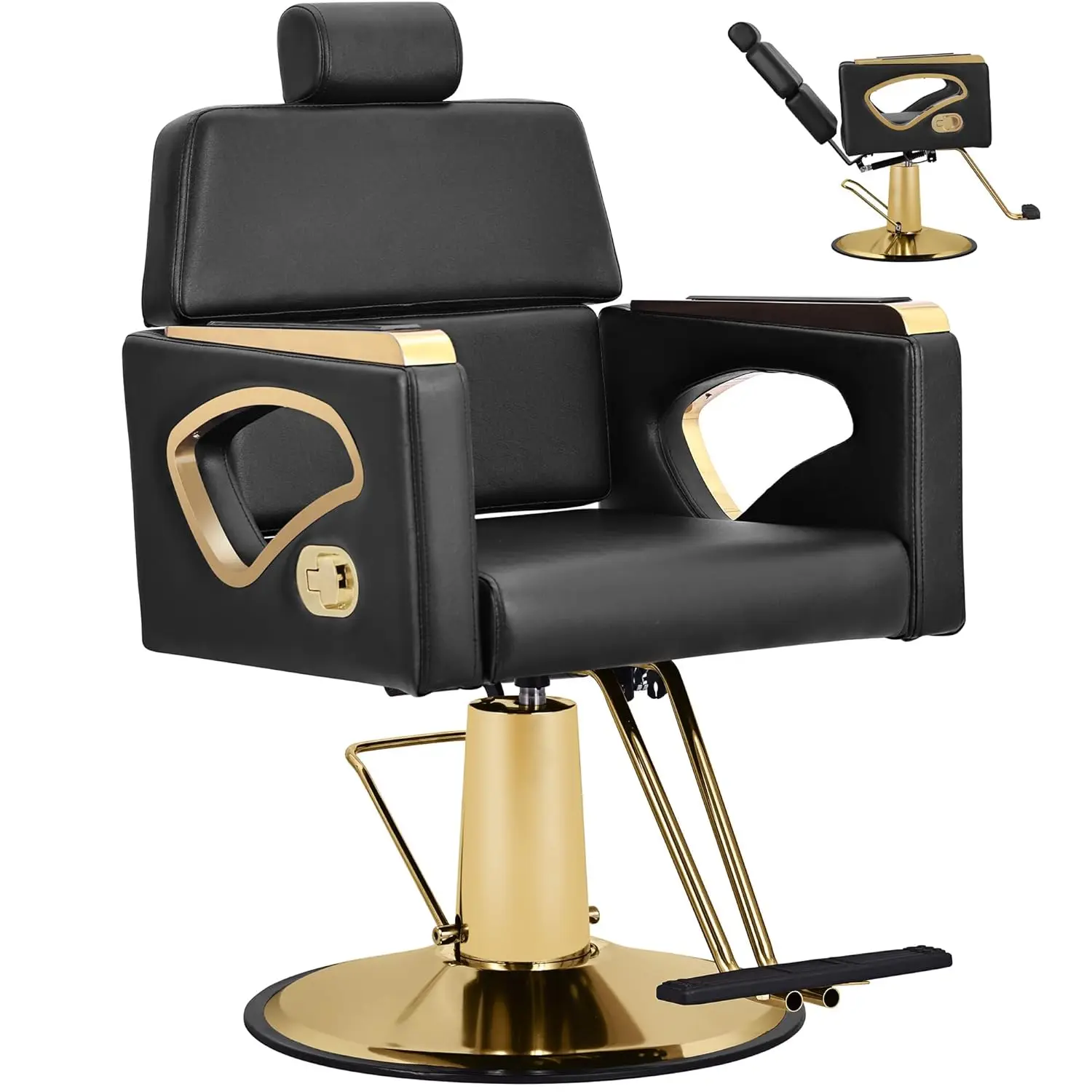 Hydraulic Reclining Barber Chair Heavy Duty Pump 360° Swivel Easy Clean Beauty Salon Spa Styling, Customized