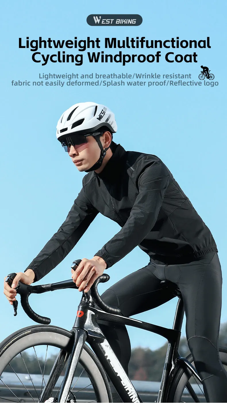 WEST BIKING Herren-Fahrradjacke, leichte, winddichte Fahrradjacke, atmungsaktive Frühlings- und Herbstjacke, Windbreaker mit Kapuze, Sportbekleidung. – Detail 1