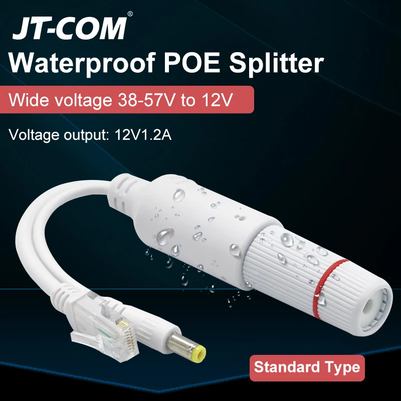 48V to 12V POE Splitter Standard Injector Type And Waterproof Video And Power Adapter Cable Supply Module for IP Camera Extender