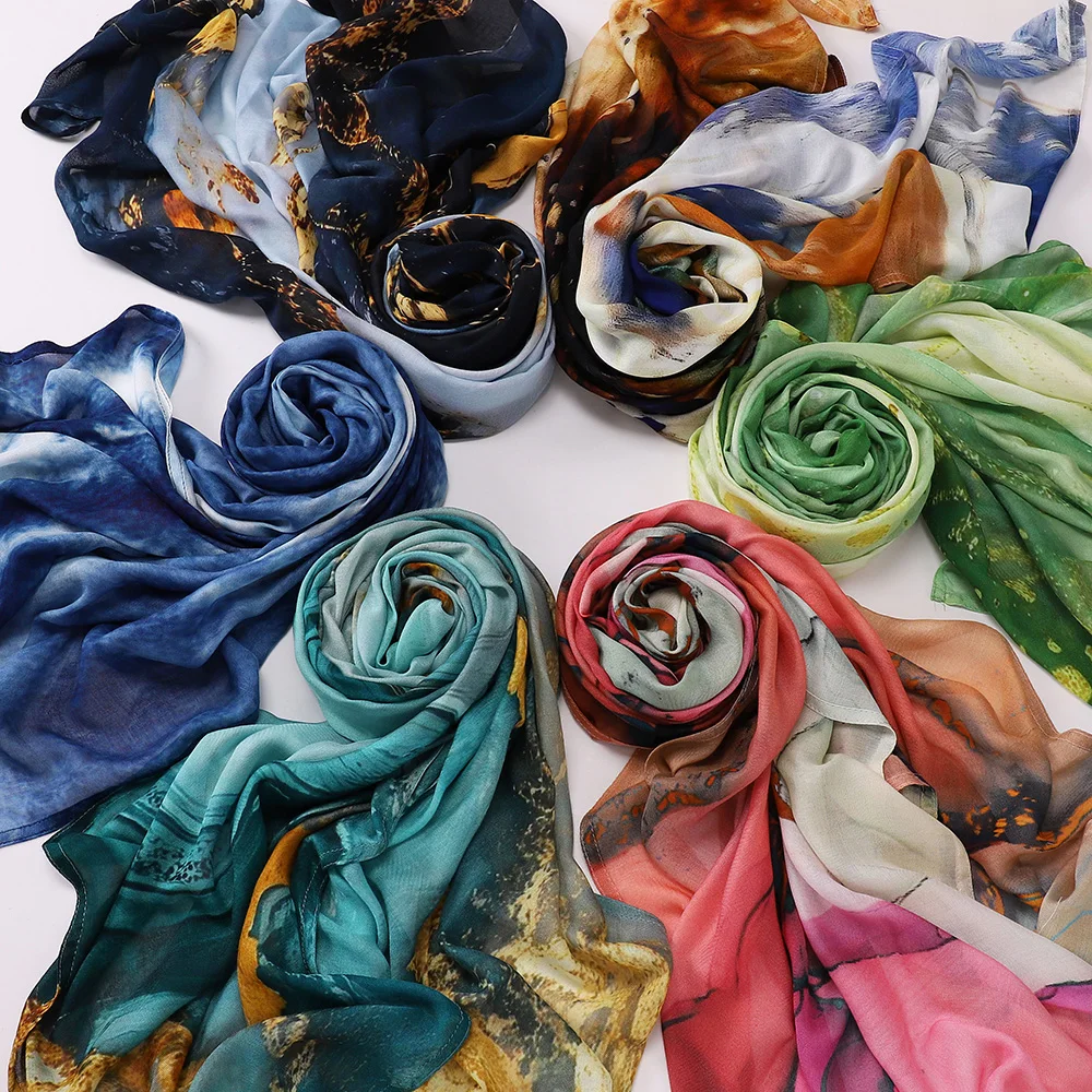 Hochwertiges bedrucktes Hijab-Kopftuch, weich, atmungsaktiv, Hijab, muslimische Frauen, Islam-Baumwollschals und Tücher, Viskose, Modal-Hijab – Detail 3
