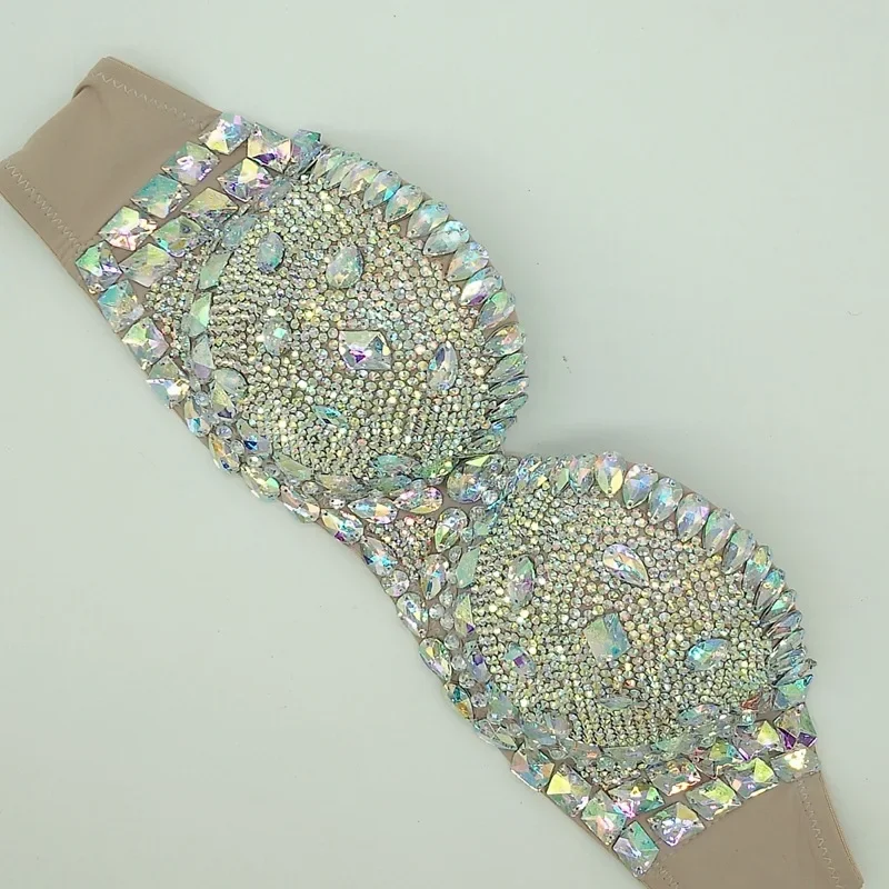 Women Rhinestones Bra Bling Crystal Diamond Bikini Stage Wear Sexy Nightclub Bar DJ Dancer Performance Costume Underwear