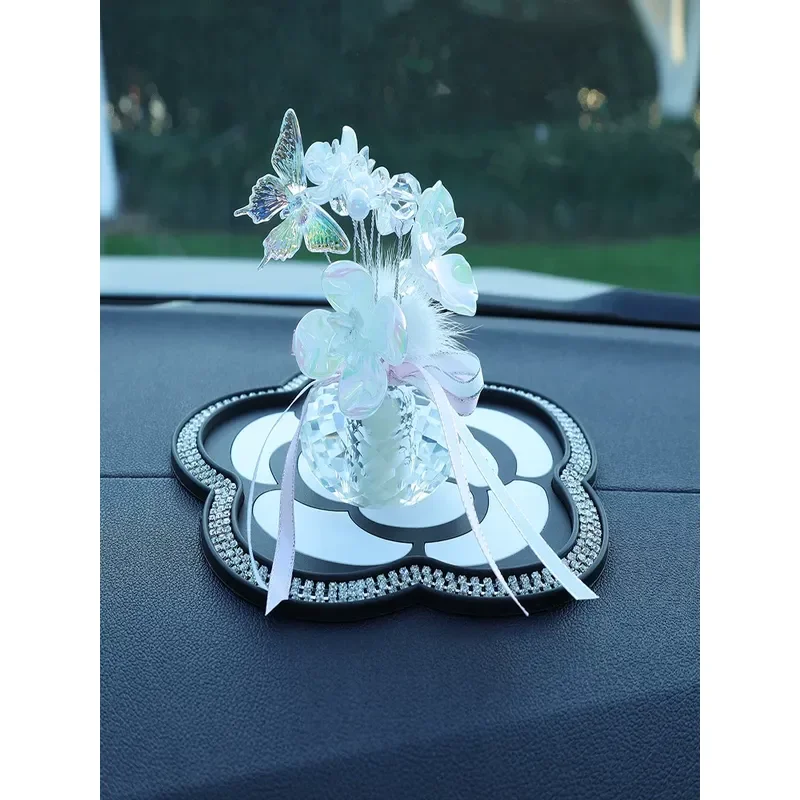 Car Ornaments Internet Celebrity Car Flowers Butterfly Central Control Table Cute Dashboard Car Decoration for Women