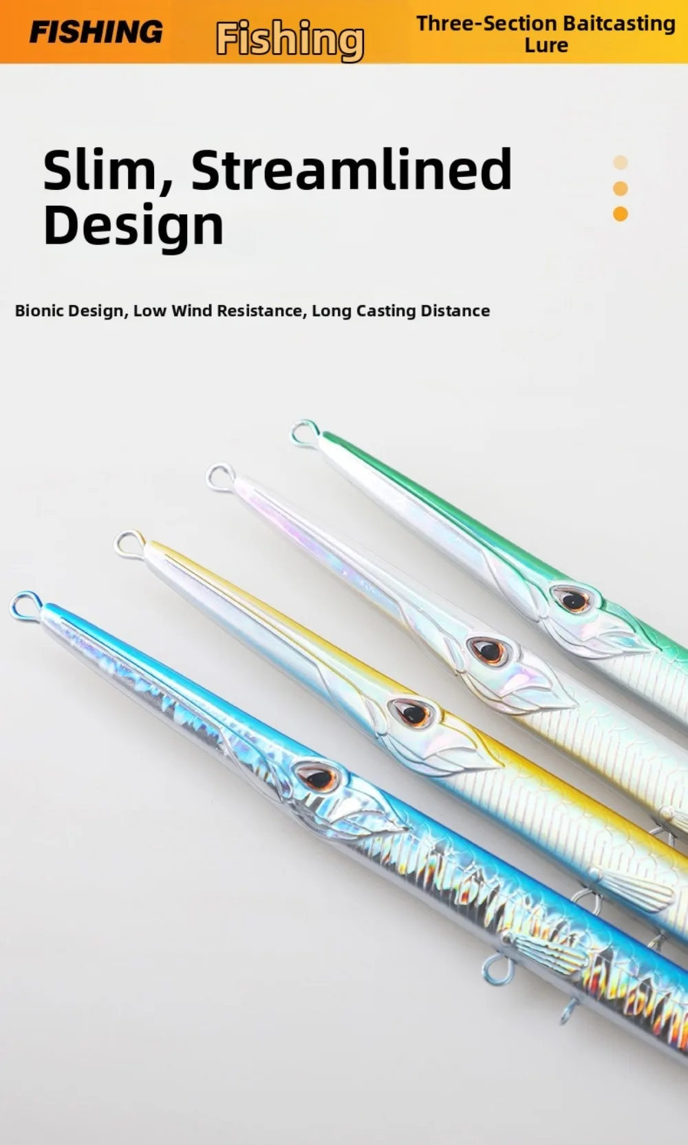 27 cm langer, mehrteiliger Bleistiftköder mit Dreifachhaken-System, 32 g Gewicht, mehrteiliger Angelköder, sinkend, bionische Haut – Detail 7