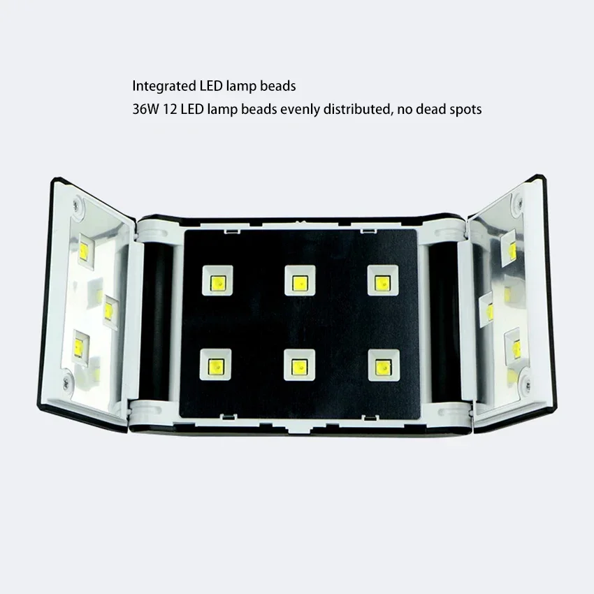 Secador de uñas de Gel, lámpara Led plegable, 36W, recargable por USB, herramienta portátil de Arte de uñas