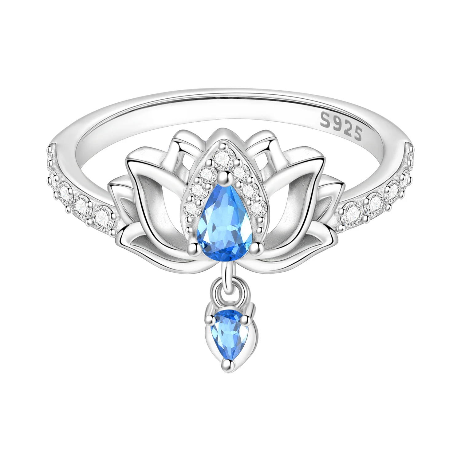 

Orstarry S925 стерлингового серебра синий циркон цветок лотоса закрытое кольцо для женщин кольцо на палец индивидуальные украшения вечерние модные подарки