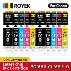 Kompatybilny z wkładami atramentowymi Canon CLI 551 PGI 550 do Pixma iP7250 iX6850 MG5550 MG5650 MG6450 MG6650 MX725 MX925