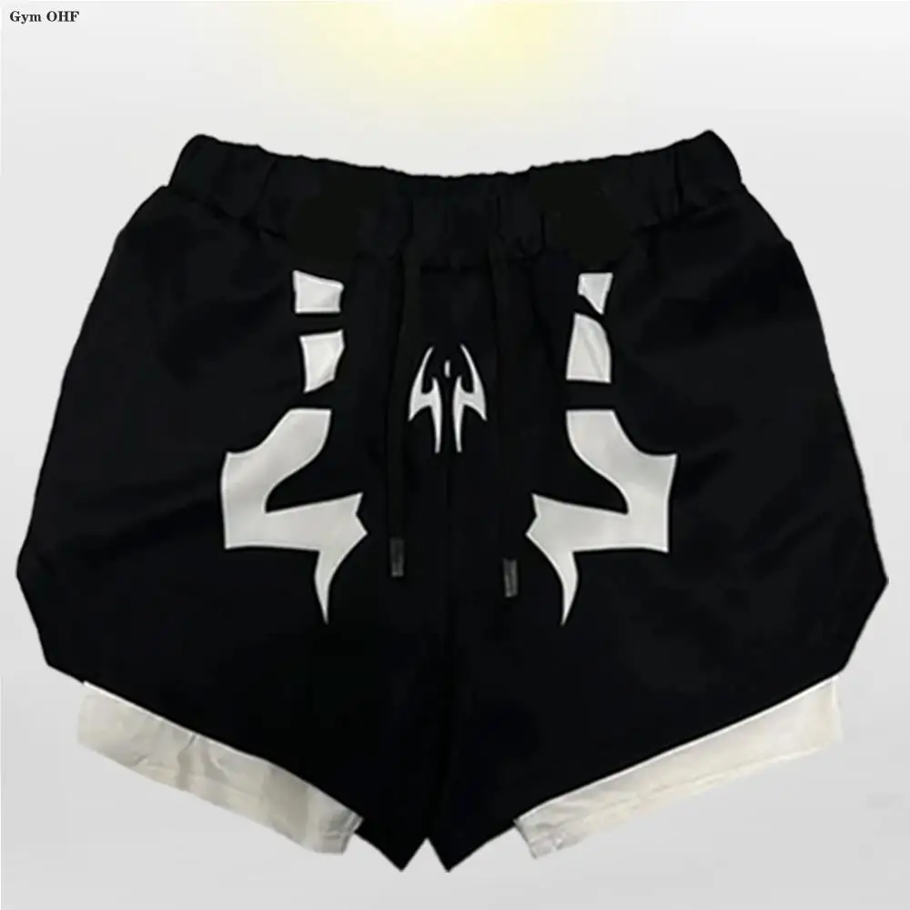 Double Deck Men Shorts Quick Drying Breathable Shorts Anime Jujutsu Kaisen Summer Gym Pocket Running Workout Fitness Sportpants