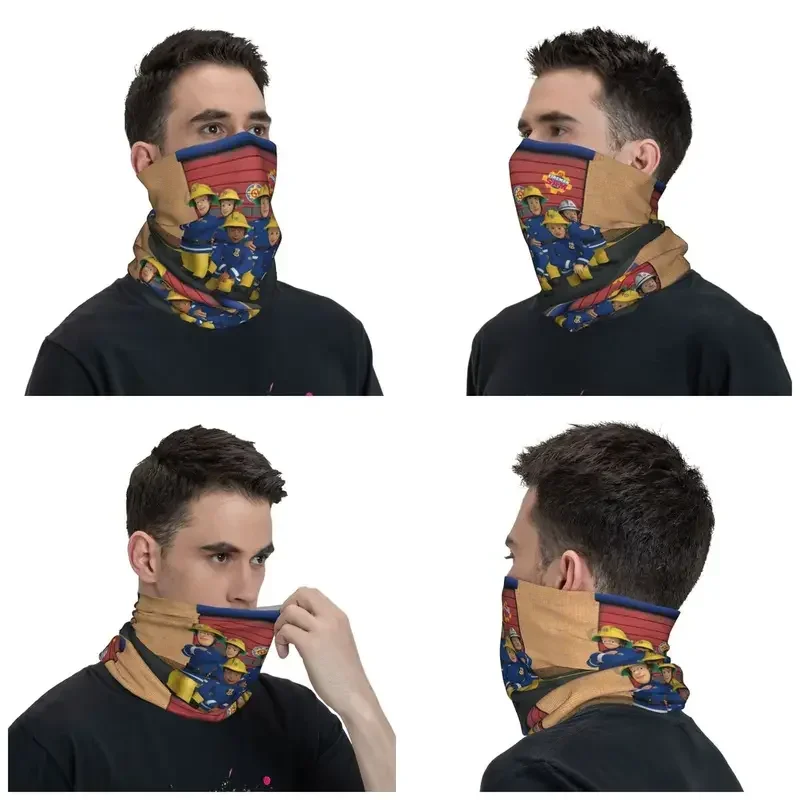 Fireman Sam Neck Gaiter Men Women Windproof Winter Cartoon Firefighter Bandana Scarf for Cycling