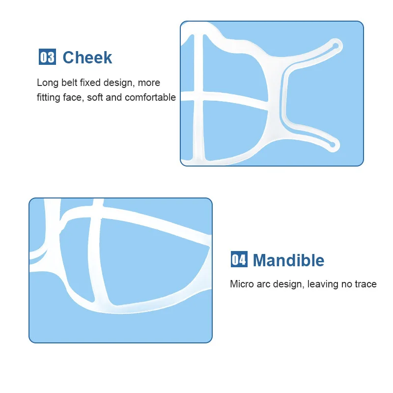 Soporte de silicona para mascarilla, hebilla de cinturón de PE, ayuda a respirar, cojín interior transpirable