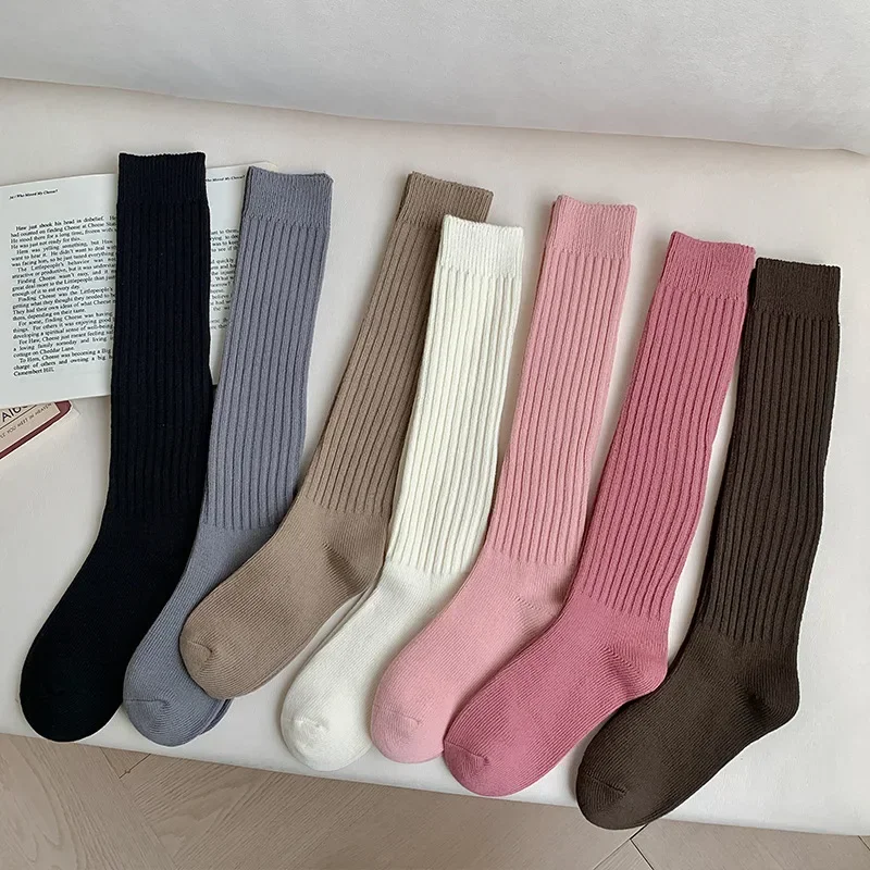 Kawaii Cotton Knee Socks Stockings Stockings Women JK Lolita College Styles Schools Girls Long Socks Women Stockings Solid Color