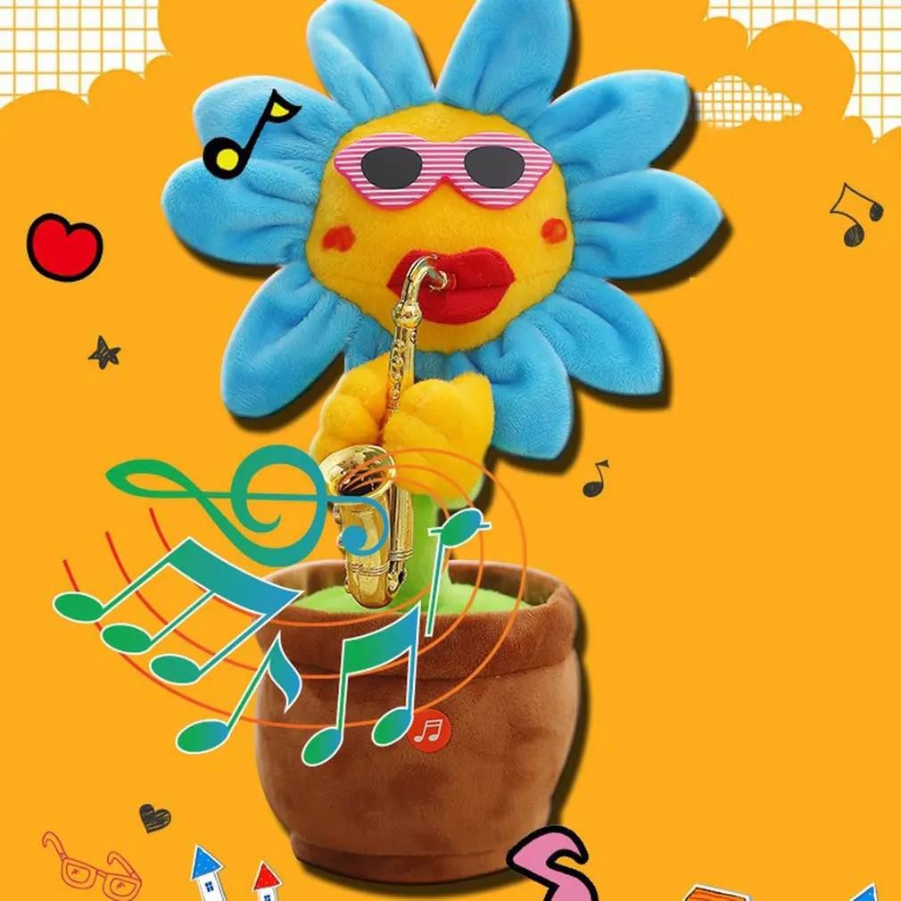 Juguete de peluche que habla la flor del sol bailando, juguete electrónico con canción, flor del sol en maceta, juguete de educación temprana para niños, eléctrico