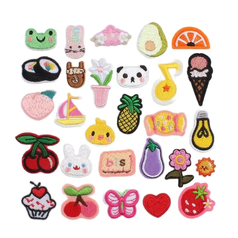 Cartoon Mini Animal Patches Embroidery Small Stickers For Kids Clothes Iron On Fruits Foods Butterfly Badge Appliques DIY Patch