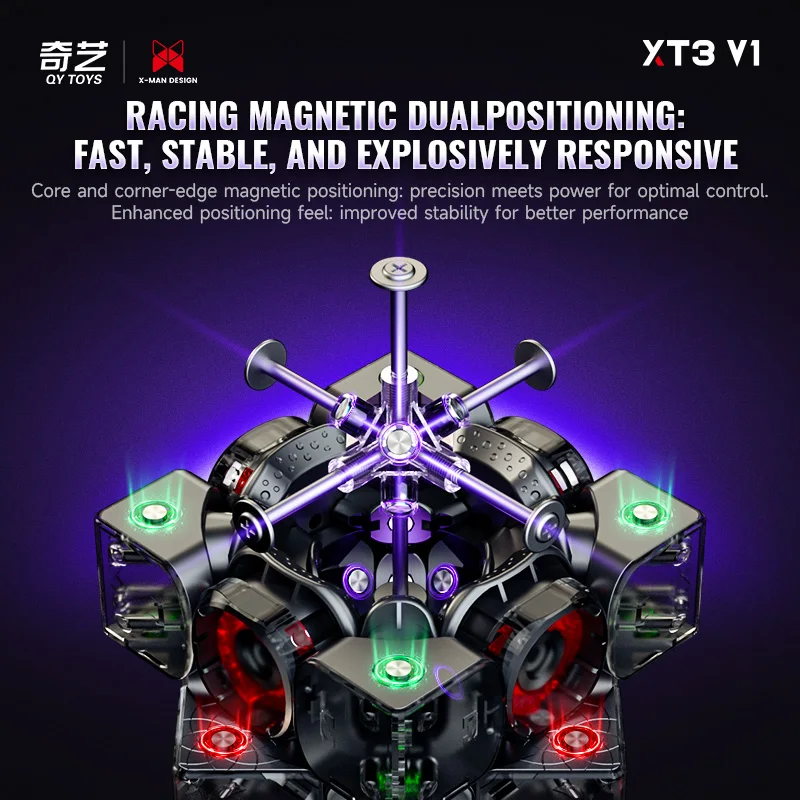 Qiyi XT3 V1 3x3 مكعب المغناطيسي المهنية سباق المكعب السحري الرائد الأشعة فوق البنفسجية بايونير UV لغز لعبة الأطفال
