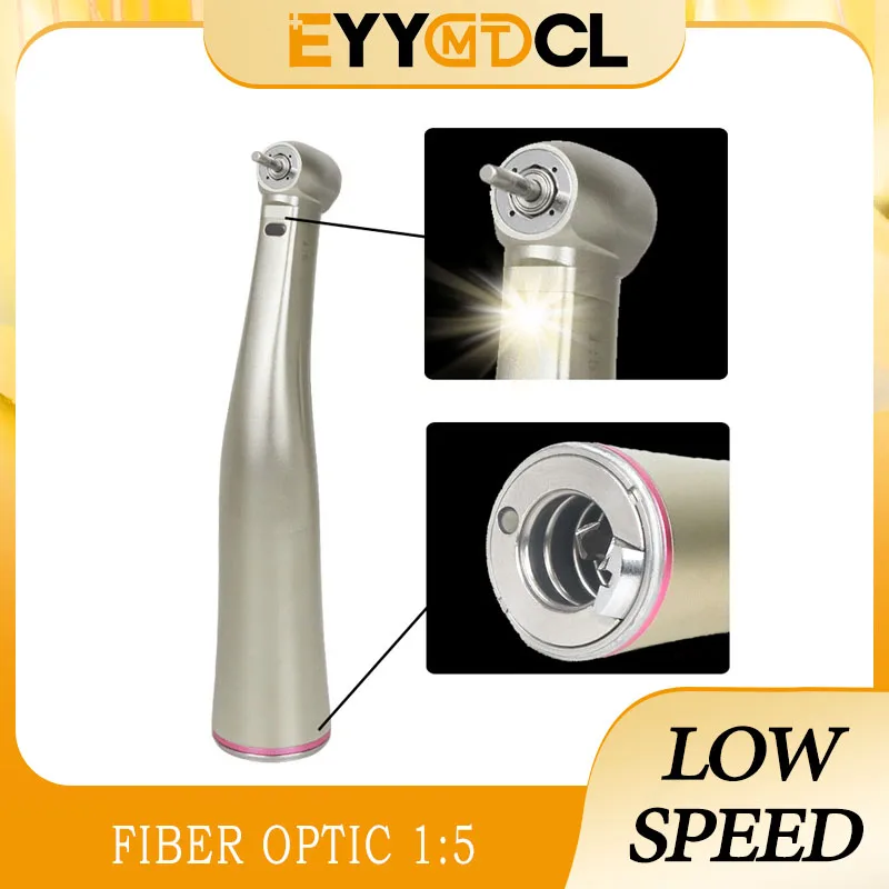 

Low Speed Dental Handpiece Fiber Optic LED 1:5 E-type Connect with Electronic Motor High Rotation Super Torque Dentistry Product