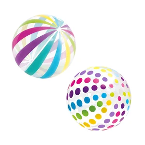 1pc Colorful Transparent Stripe Inflatable Beach Balls PVC Pool Toy for Birthday Party Supplies Hawaiian Summer Decor Water Toy
