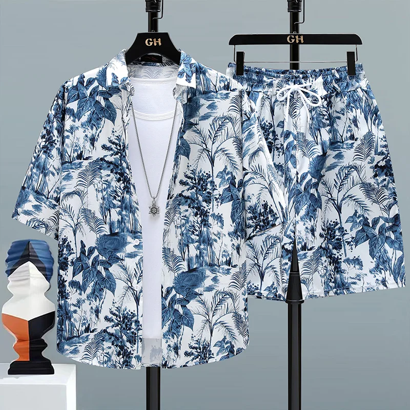 Men's Casual 2-Piece Sportswear Set Streetwear Fashion Tracksuit T-shirts and Shorts Beachwear Summer Sweatshirt T-shirts Sets