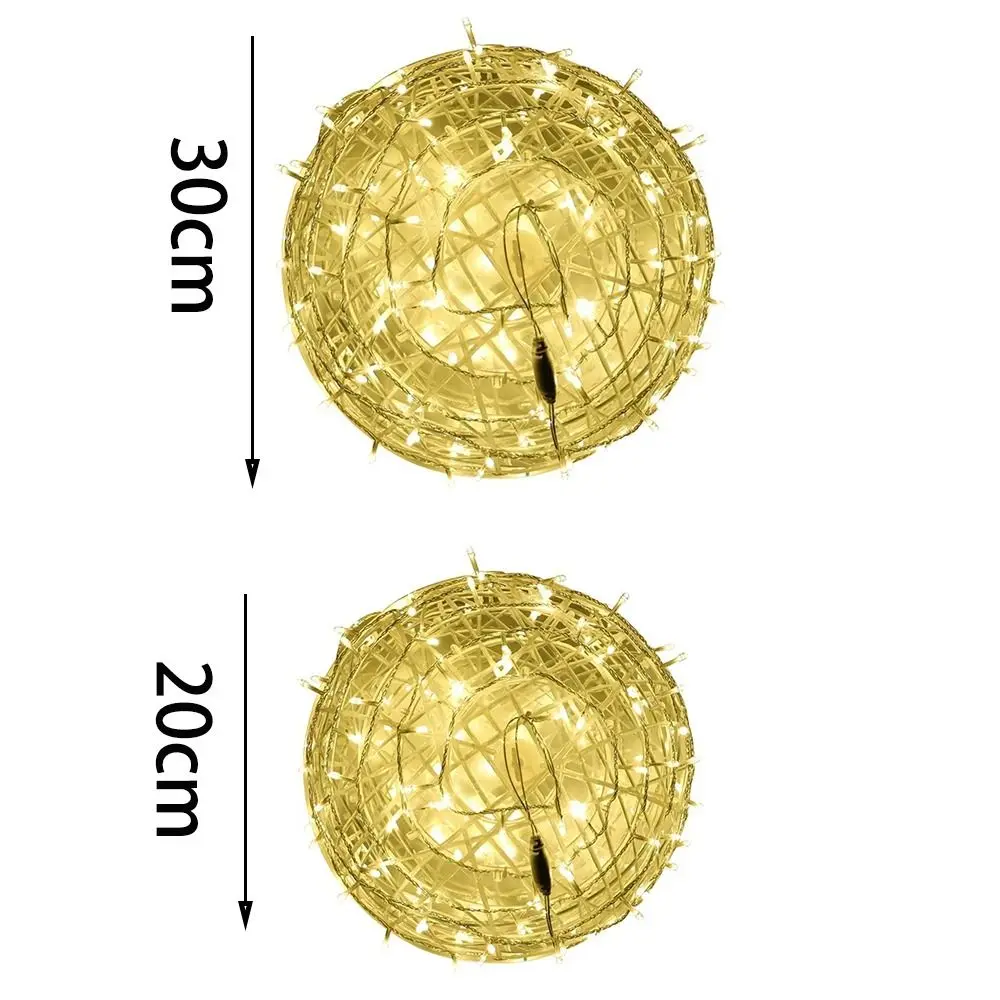 New 20/28CM Festoon Rattan Ball Light LED Rattan Ball Christmas Tree Light String 220V Ramadan Festoon Rattan Ball Lamp Garden