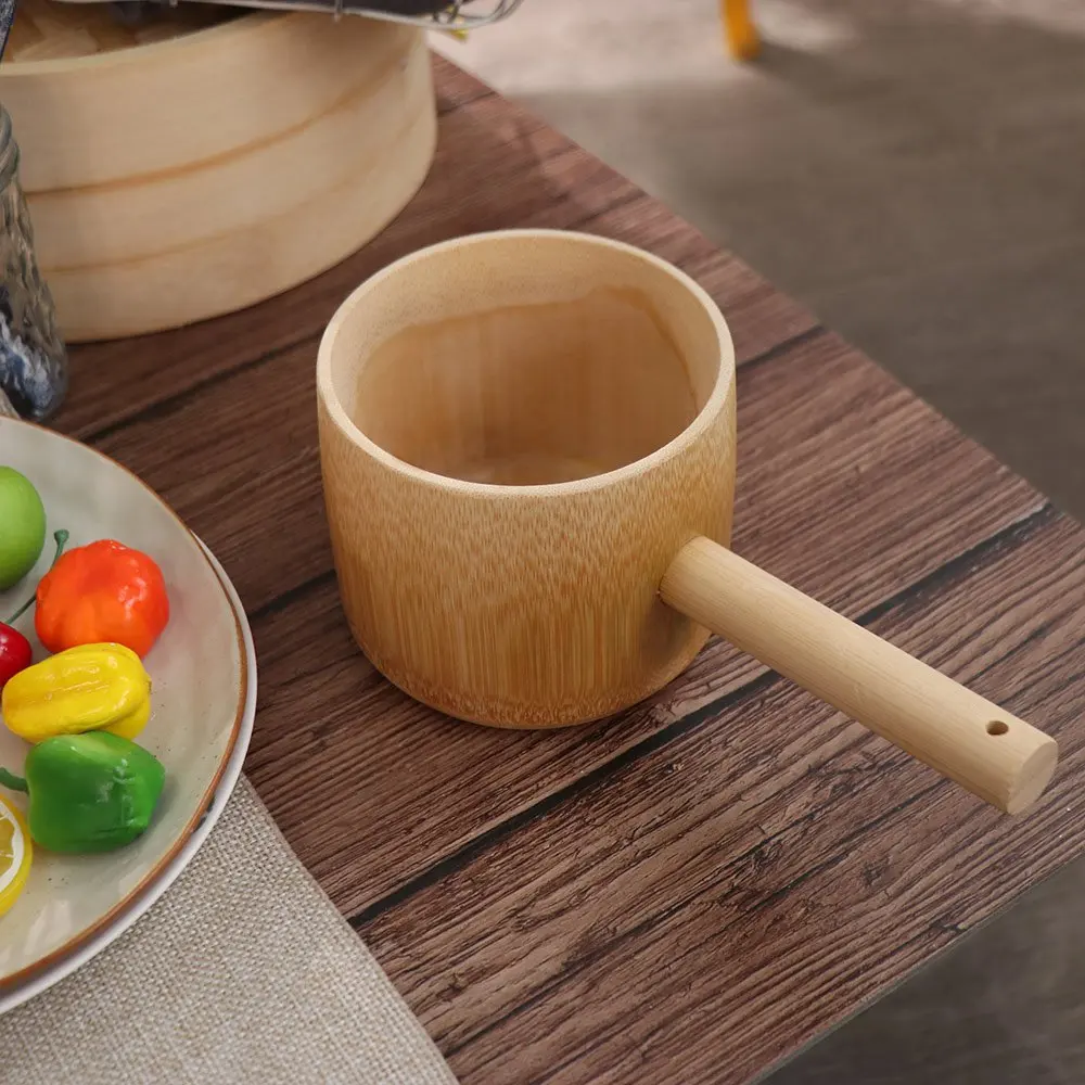 Large Capacity Bamboo Water Ladle Deep Bowl Wear Resistant Garden Watering Scoop Smooth Surface with Hanging Hole Kitchen Bailer