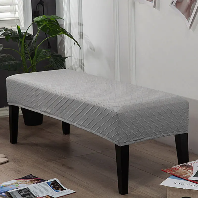 Solid Color Bench Cover Non-slip Strech Dining Room Long Chair Protector Foot Stool Covers for Living Room Elastic Slipcover