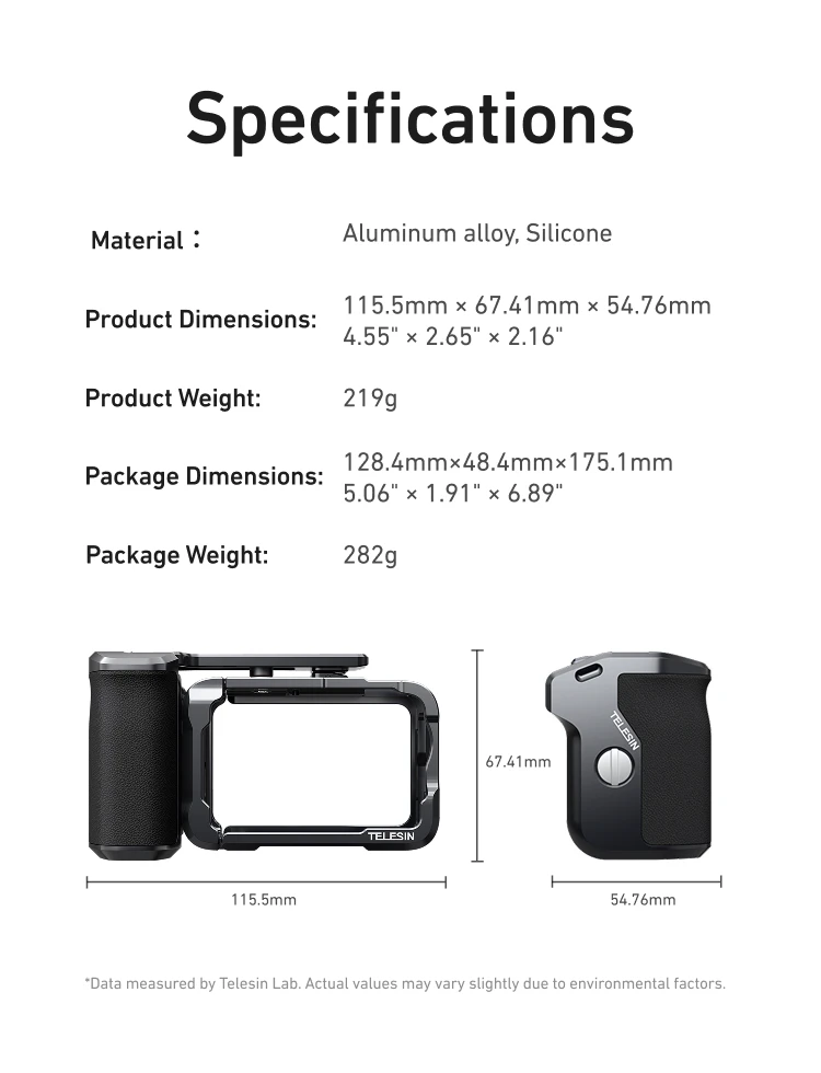 TELESIN Handgriff-Kit mit Fernbedienung aus Aluminiumlegierung für DJI OSMO Action6 Rabbit Cage Schnellverschluss-Schutzgehäuse – Detail 10