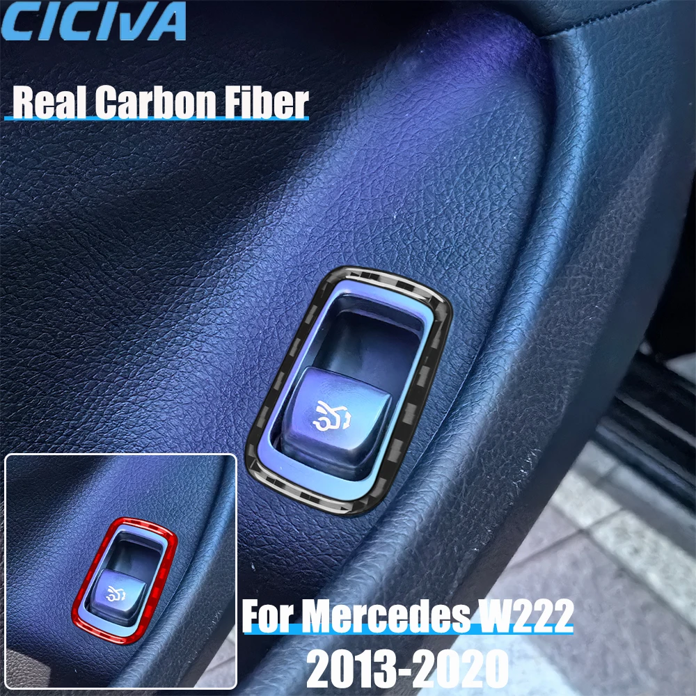Accesorios de fibra de carbono real para coche, cubierta decorativa para el interruptor del maletero, adhesivo para Mercedes Benz W222 Clase S/Maybach 13 14 15 16 17 18 19 20
