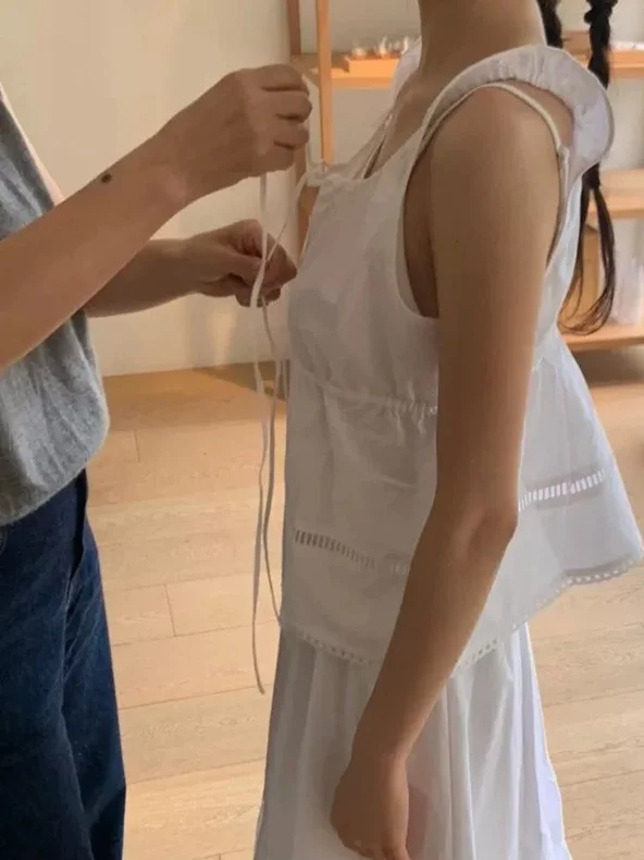 

Корейский летний Новое поступление, женский комплект с жилетом и юбкой, 2022, Dongdaemun Mo * oha Ele, модный хлопковый костюм из двух предметов