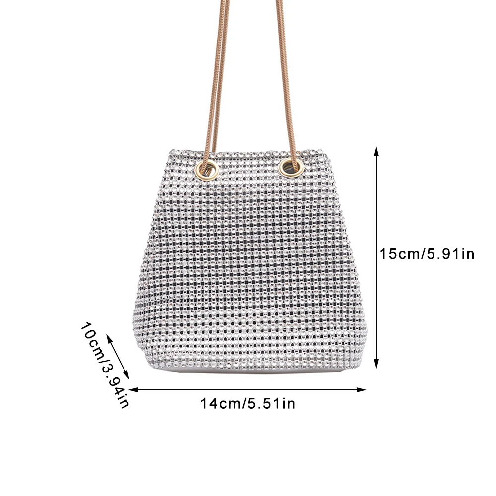 Diamonds Rhinestone Bucket Shape Crossbody Bags Fashion Banquet Evening Party Clutches Shining Shoulder Bag Women Chain Handbag