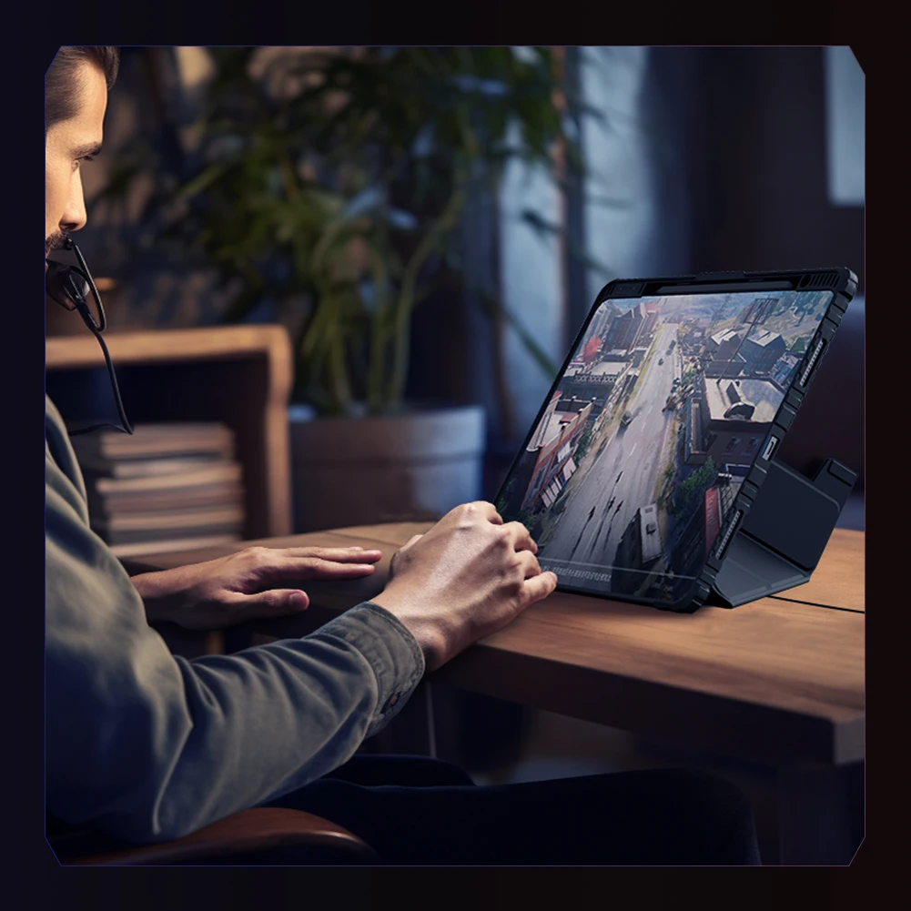 

Nillkin для iPad Pro 11 2024 2025/13 2024 2025 кожаный чехол-бампер Pro многоугольный складной слайд-чехол для камеры жесткий защитный чехол для ПК