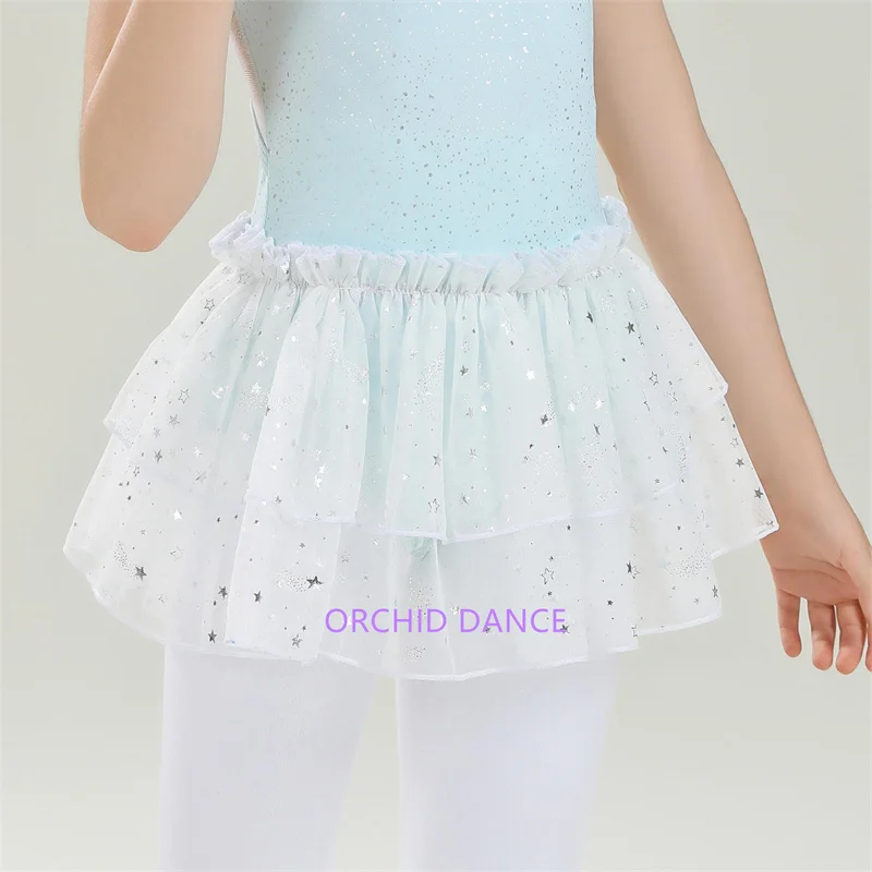 New Coming Fashion Cute Kids Girls Children Sparkling Spandex Blue Pink Lilac Cream Camisole Ballet Leotards Dance Skirts