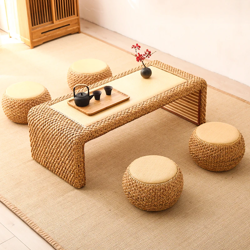 

Japanese-style rattan woven small table, tatami coffee table, balcony table, tea table, simple bay window table, low table, home