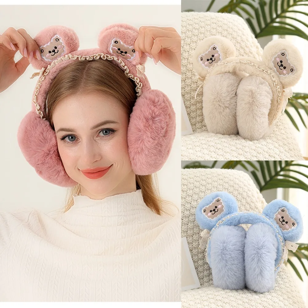 Creative Rabbit Ear Cute Bear Ears Earmuffs Soft Plush Ear Cover Keep Warm Cold Protection Folding Earflap Outdoor
