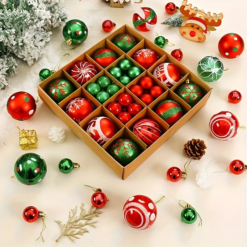 44pcs Christmas Tree Ball Type Hanging Decoration Christmas Colorful Decoration Ball Christmas Tree Gift Decoration