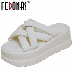 FEDONAS Thick Platforms Flats Slippers Summer New Arrival Comfortable Fashion Leisure Casual Party Shoes Woman Sandals Pumps