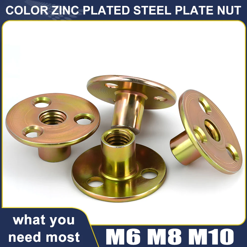 Three-hole Flange M6 M8 M10 Iron Plate Nut T Nuts Coupling Thread Furniture Fastener Lock Sofa Furniture Accessory Fastener