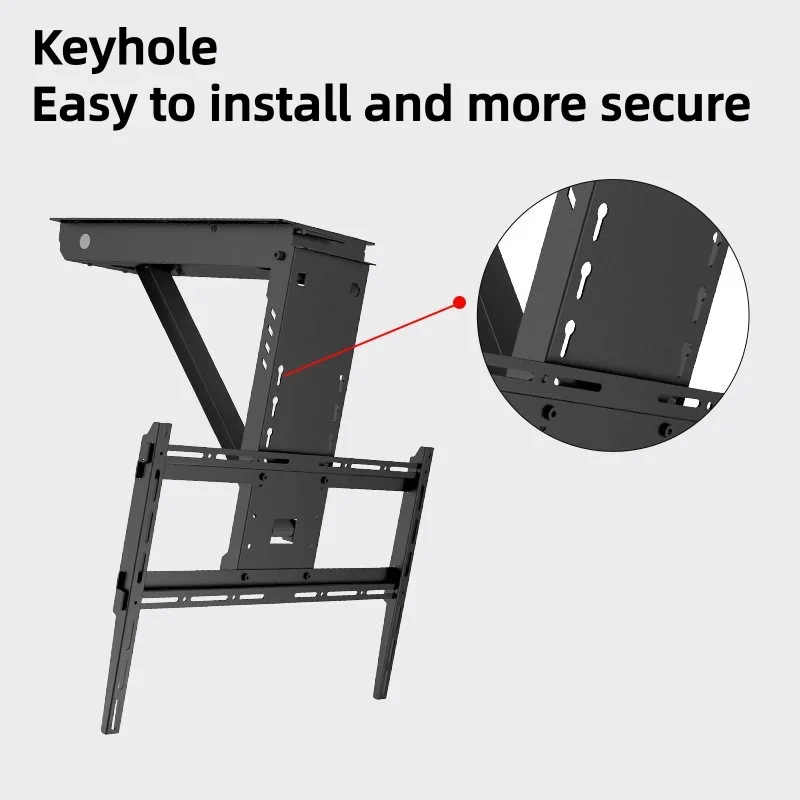 

Electric Ceiling TV Lift, Hidden Flip Down TV Wall Mount Bracket Remote Control 0-85° Angle Adjustable Load 80KG