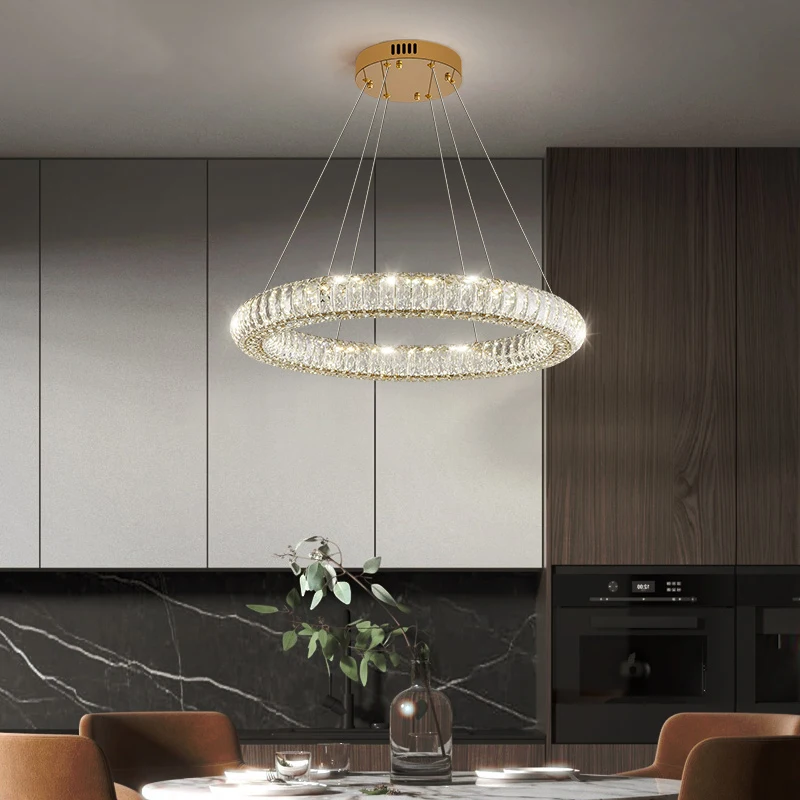 

Modern Living Room Chandelier New High-end Ring Crystal Chandelier Living Room Light Luxury Main Lamp Restaurant Chandelier