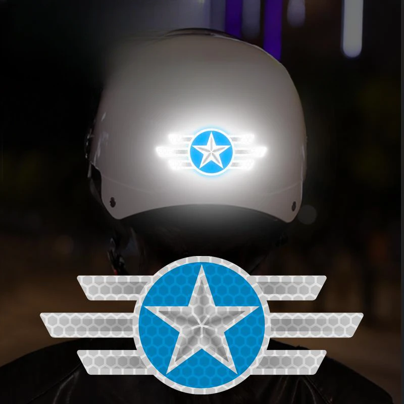 

Светоотражающая пятиконечная звезда, ночная безопасность, предупреждение, наклейки для мотоцикла, водонепроницаемые, сделай сам, мотоциклетный шлем, солнцезащитный крем, виниловые наклейки