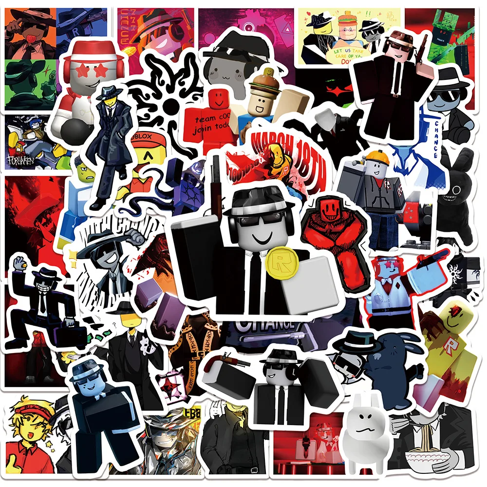 

50 Pcs/Set New Game Roblox Forsaken Chance Plush Stickers Water Cup Stickers Notebook Stickers Hand Account Sticker 3-8cm